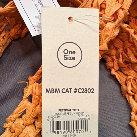 Women's Sunkissed Orange and Pink Crochet Tote Bag NWT - Picture 2 of 10